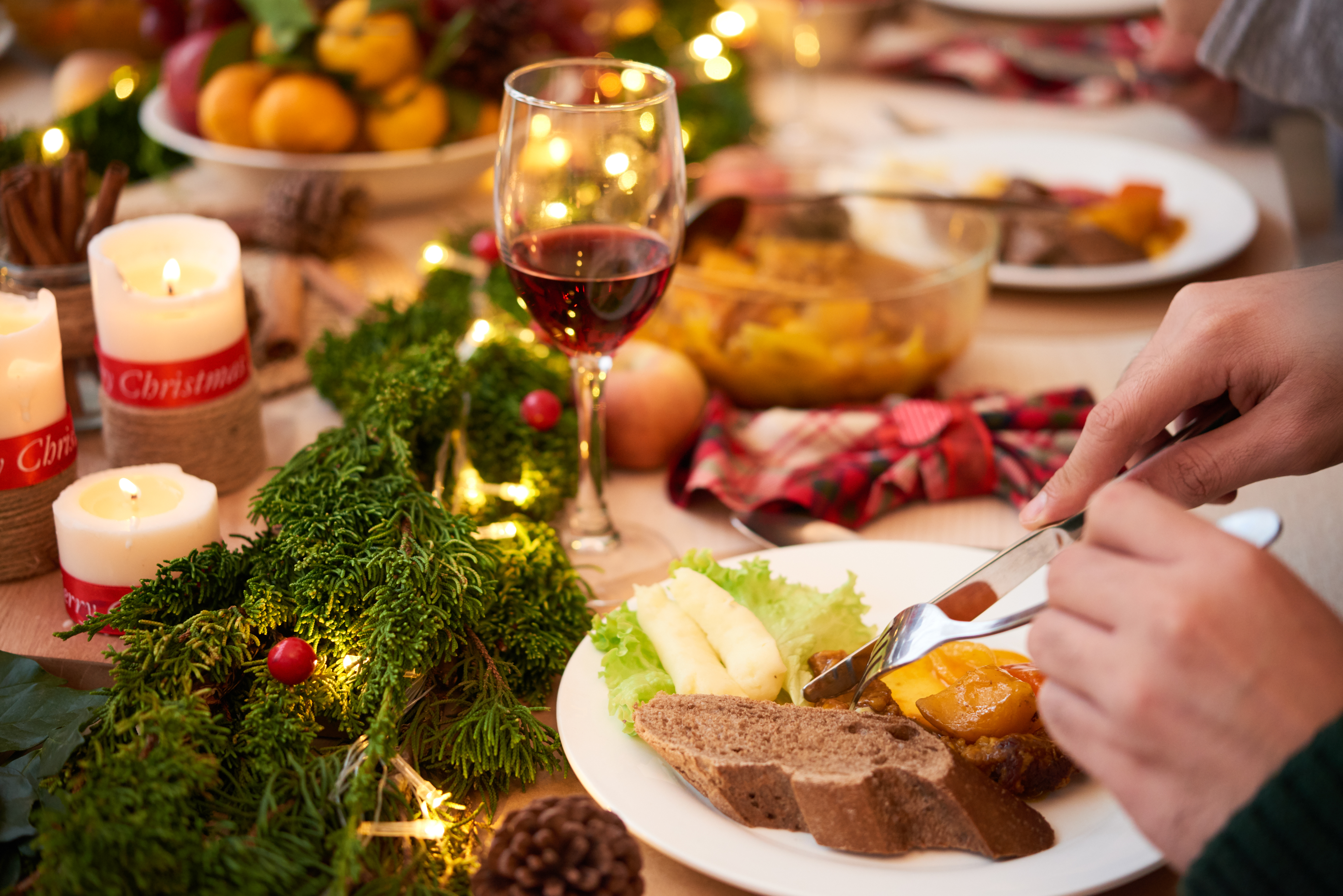 Enjoying Christmas food
